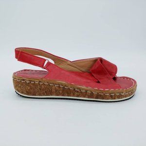 Paotmbu Womens‎ Slingback Sandals Red Cork Platform Heels EUR 38 New